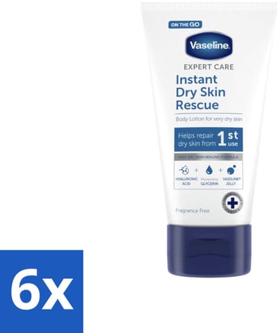 Vaseline - Expert Care - Bodylotion - Droge Huid - 75 ml - Voordeelverpakking - 6 stuks