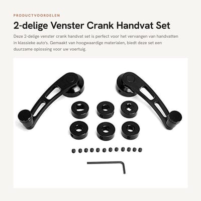 Dailygoods- Vensterhandvat Set van 2 - Raam Crank - Accessoires - Schroeven - Zeshoekige Schroevendraaier - Geschikt voor Klassieke Auto - Raamwinder