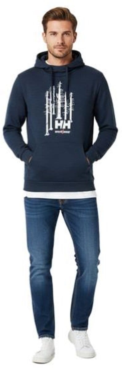 Helly Hansen | Heren | Hoodie – Logo Sweater | Donkerblauw | Forrest | Stoer & Comfortabel | Maat L