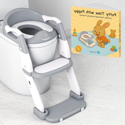 Zindelijkheidstraining Toiletbril - Potty Trainer Opstapje - Kinderen Zindelijk Maken - 3-in-1 Veelzijdig Ontwerp - 60 x 17 cm - Grijs