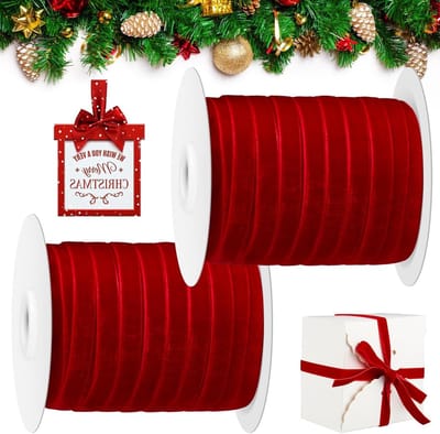 100m Fluwelen Kerstlint voor Cadeauverpakking, Haarstrikken en DIY Knutselen - Vintage Decoratie voor Feestjes en Bruiloften