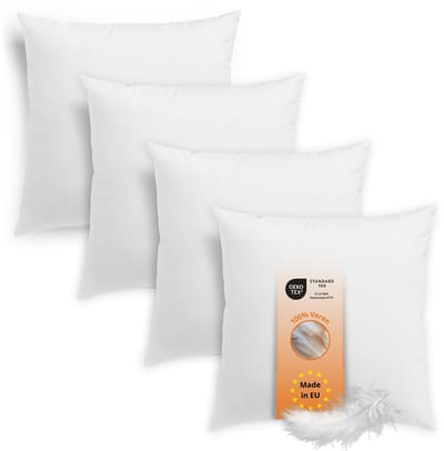 sleepling veren kussen - hoofdkussen 50x50 cm 4-delige Set - kussen met vulling van veren en hoes van katoen - als slaapkussen, bankkussen of sierkussen - Downpass gecertificeerde veren - Made in EU - kussen set - 50 x 50 cm - wit