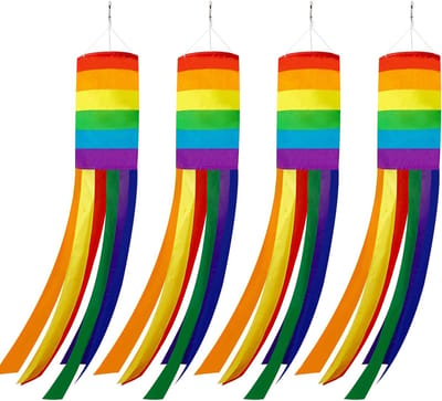 Wind Sleeve - Regenboog Decoratieve Wind Sleeve - 40" Regenboog Post Wind Sleeve Flag - 4-pack - Regenboog Wind Sleeve Flag Gay Pride Strepen Buitendecoratie LGBT Evenement Banner Decoratie
