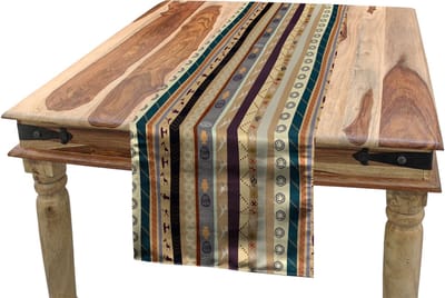 ABAKUHAUS etnische tafelloper, volksornamenten en motieven, eetkamerkeuken rechthoekige decoratieve tafelloper, 40 x 180 cm, meerkleurig