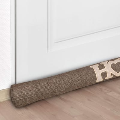 Famanu – Zware Deur Tochtrol als Windstopper voor Deuren en Ramen - Lang Tochtwering Kussen met Hart - Deurworst in Bruin 1 kg