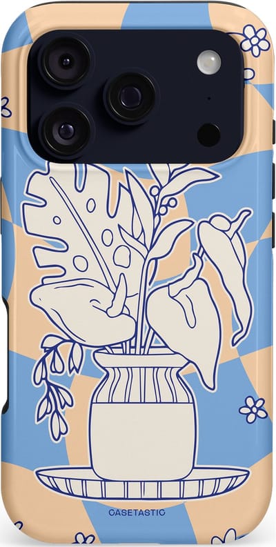 Casetastic hoesje geschikt voor Apple iPhone 17 Pro - MagSafe - Dubbellaagse bescherming - Bosje vol blauw - Fashion Case - Lichtblauw Beige Zilver Perzik