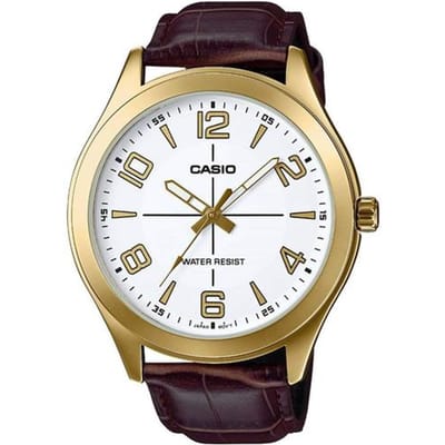 Casio 30 meter waterdicht kwartsuurwerk leren band Japans en Koreaans horloge herenhorloge wit wijzerplaat MTP-VX01GL-7B wit