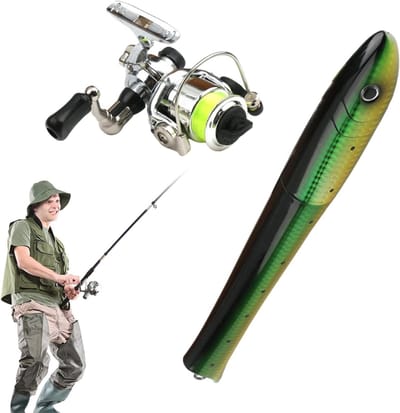 Pen hengel - Zakhengel combo - Vissen op reis - Compact opvouwbaar - 20 cm - Meerkleurig
