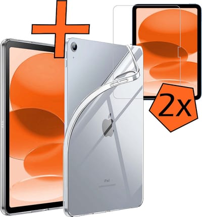 Hoesje - Geschikt voor Apple iPad 10 (2022) - 10.9 inch - 10e Generatie - Met 2x Screenprotector - Siliconen Backcover - Shockproof Case - Shockbestendige Back Cover - Tablet Hoes - Transparant