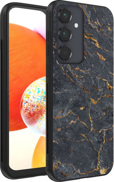 Smartphonica Telefoonhoesje voor Samsung Galaxy A14 met marmer opdruk - TPU backcover case marble design - Goud Grijs geschikt voor Samsung Galaxy A14
