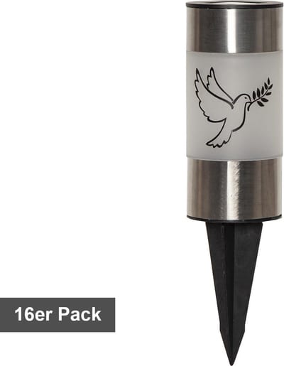 Star Trading Display Solarlicht Duif, graflicht, padverlichting, 16 stuks, LED, schemersensor, warm wit, voor buiten, 16,8 cm
