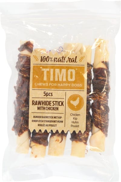 Timo Runder Kauwstick - Hondensnacks - Kip 12 cm 150 g 5 stuks