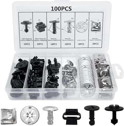 Dailygoods- Bevestigingsclips 100 Stuks - Drukknop-combinatieset - Universeel - Kunststof/Metaal - Robuust/Duurzaam - Voor Bumpers/Carrosserie - Autoklemmen