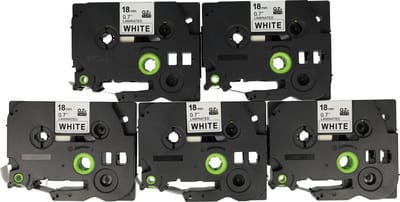 Dappaz - 5 stuks Compatible Brother Labeltape TZe-241 Qze-241- Zwart op Wit - 18 mm x 8 m - Geschikt voor de Brother P-touch