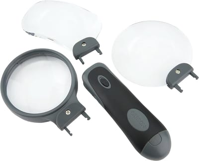 Vergrootglas 3-in-1 - Loep Handheld - Gedetailleerd Lezen - Meerdere Vergrotingen - 21.6 x 5.3 cm - Helder en Zwart
