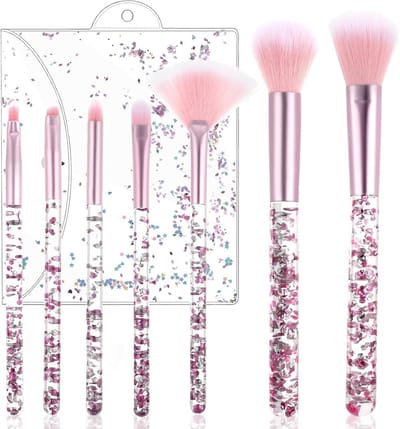 7-delige Make-up Kwasten Set met Kristal Sprankels voor Poeder, Foundation, Oogschaduw en Concealer