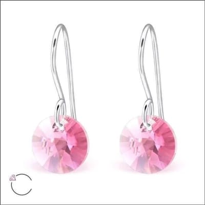 Aramat Jewels | Oorhangers | Elegante Roze Kristal Oorhangers zilver kind | | | |9mm | Zilver | Kinderen, Volwassenen | Verkleurd niet