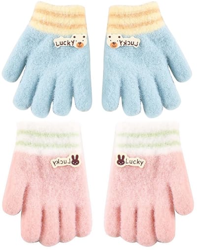 Dailygoods- Babyhandschoenen Warm - 2 Paar - Wanten voor Kinderen - Geschikt voor 6 Maanden tot 3 Jaar - Katoen/Acryl - Elastisch Polsontwerp