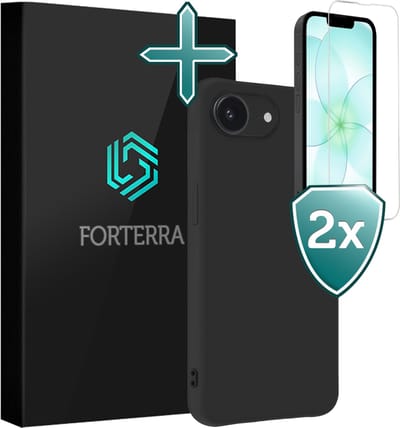 Hoesje Met 2x Screenprotector - Geschikt voor Apple iPhone 17e - Sterk & Shockproof - Telefoon Hoes - Back Cover - Siliconen Case - Zwart
