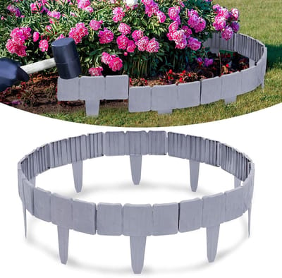 Gazonrand Steenlook - Tuinomheining Flexibel - Tuinranden Creëren - Eindeloos Verlengbaar - 10 Meter - Grijs