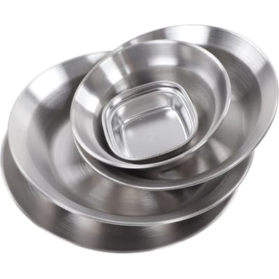 12-delige Servies Set Barbecue Grote en Kleine Kommen Kamperen Diep en Ondiep Bord met Fruitmes gray