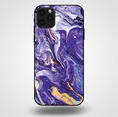 Smartphonica Telefoonhoesje voor iPhone 11 Pro Max met marmer opdruk - TPU backcover case marble design - Goud Paars geschikt voor iPhone 11 Pro Max