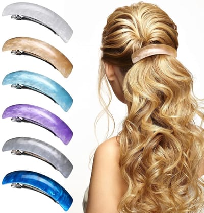 6 dames grote haarklep Franse haarklep retro sluiting Vrouwelijke haarproducten 6 kleuren mix (blauw)