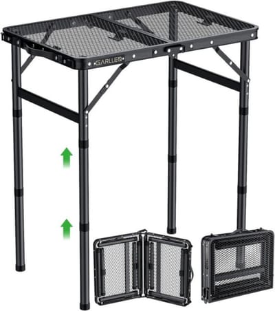 Thuys - Bbq tafel - Bbq bijzettafel - Bbq tafel met wielen - 58x40 cm - Klaptafel met mesh-desktop