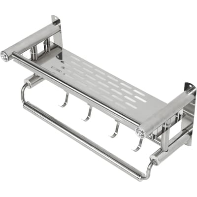 15.7in Badkamerplank Wandmontage 201 Roestvrij Staal Waterdicht Corrosiepreventie Handdoekenrek met Haken voor Douche white