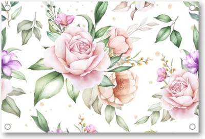 Bloemen waterverf stijl - Tuinposter 120x80 - Wanddecoratie - Natuur - Bloemen - Kinderkamer