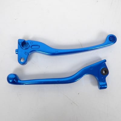 paar blauw geanodiseerde tun'r hendels voor peugeot 50 trekker scooter nieuw