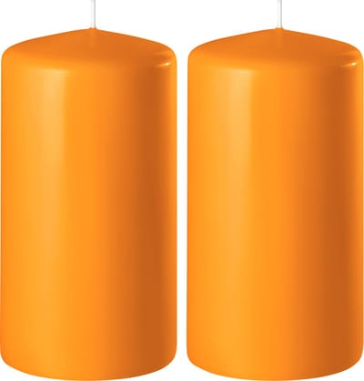 2x Oranje cilinderkaarsen/stompkaarsen 6 x 8 cm 27 branduren - Geurloze kaarsen oranje - Woondecoraties