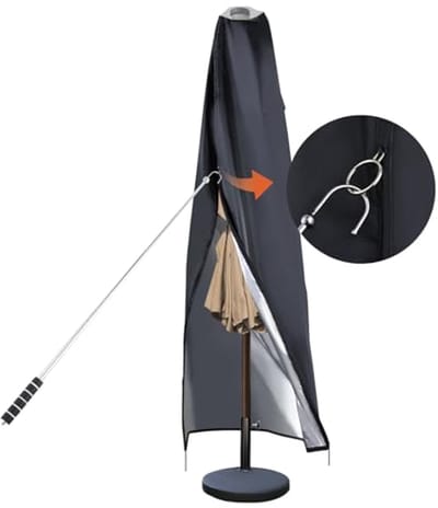 Waterdichte Terrasparasol Afdekking voor Parasols van 330 cm tot 390 cm met Transparant Venster