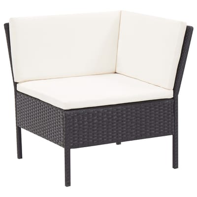 vidaXL - 3-delige - Loungeset - met - kussens - poly - rattan - zwart