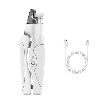 QTTVBTNA - Huisdier Nagelknipper - LED Verlicht - Oplaadbaar - Veilig Nagelverzorging - Voor Honden en Katten - Ergonomisch - Wit - 1 stuk