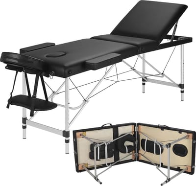 Massage tafel - Massagetafel Inklapbaar - Behandeltafel - Verstelbaar - Opbergtas - Draagvermogen 270kg - Zwart