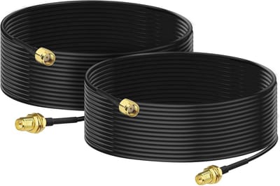 RP-SMA Male to RP-SMA Female Bulkhead Mount WiFi Aerial Antenna Extension Coaxial Cable 5m (2-Pack)