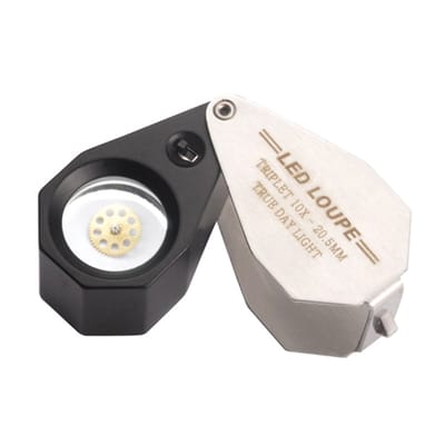 Vergrootglas met geïntegreerde LED-spot – Vergroting: 10x – Klein en handzaam – Inclusief leren etui – Gewicht: ca. 70 g – 344348