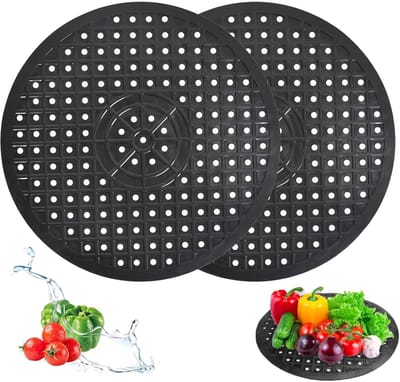 Ronde Zwarte Rubber Afvoer Mat - 2 Stuks - Beschermende Mat voor Keuken en Badkamer Afvoer, Herbruikbaar en Duurzaam