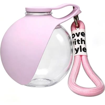 2-in-1 Draagbare Hond Waterfles 285ml Roestvrij Staal & Siliconen Lekvrij Compact Hond Buiten Reis Waterfles Voor Kleine Hond