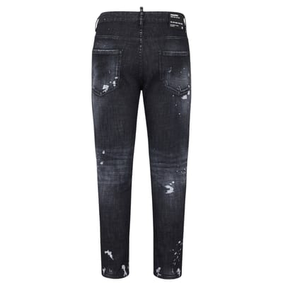 Dsquared2 Skater Jean Gescheurde dijen Verfspatten Zwarte wasjeans