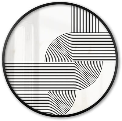 Poster in lijst Rond - Fotolijst 60x60 cm - Posters - Kunst - Abstract - Zwart - Wit - Ronde posterlijst zwart - Decoratie - Wanddecoratie woonkamer - Muurdecoratie slaapkamer