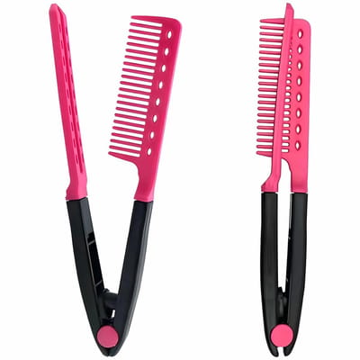 Stijlkam Set - Haarkam Stylingkam - Haar Stylen - V-vormige Klittenkam - 2 stuks - Roze
