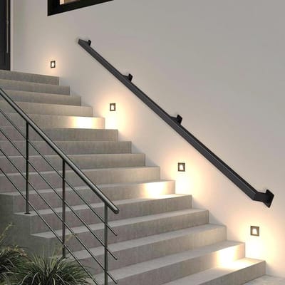 Trapleuning set - Veiligheidsleuning muur - Veilig traplopen - Roestbestendige coating - 100cm - Zwart
