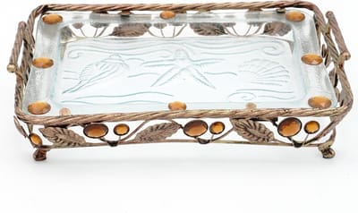 Glas Decoratie Schaal - Brons - 37x25 cm