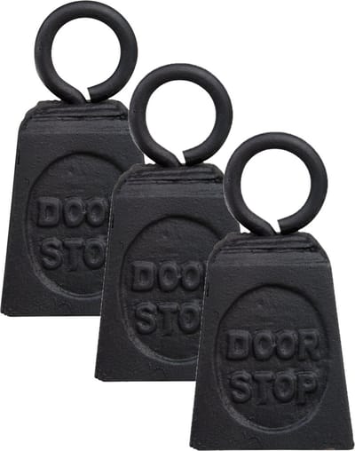 Esschert Design Deurstopper gewicht gietijzer - 3x stuks - zwart - 13 x 7 cm - Deurstop/deurvastzetter