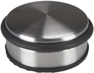 Ronde deurstopper - roestvrij staal RVS - zonder boren - antislip bodem - zilvergrijs - 10 x 4 cm - 1 kg