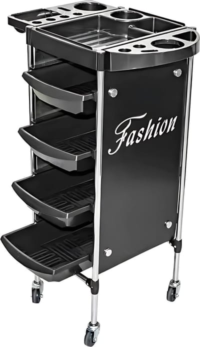 Guardian Beauty Salon Trolley - 4 wielen - Zwart - Opbergwagen - Haarstylisten en Kappers