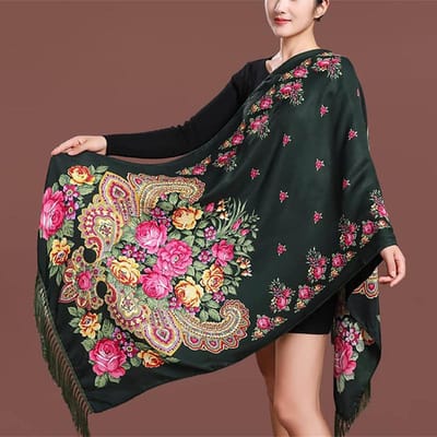 Borduur Sjaals Dames Designer Vrouwen Winter Sjaal Pashmina Bloemen Bufandas Foulard Warme Hijab Wraps Reizen Stola's 70x170cm black