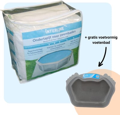 Interline ondertapijt - Grondzeil Zwembad - Onderzeil Zwembad - Zwembad Ondervloer - Bodemvilt Zwembad - Grondzeil - 6.40m Rond - Inclusief gratis Voetvormig Voetenbad